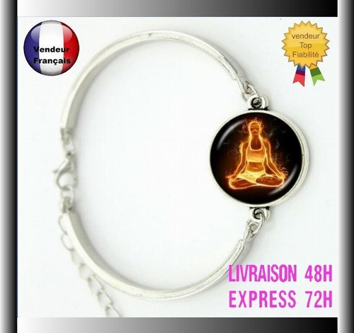 Bracelet cabochon verre lotus - verre,