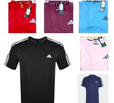 Adidas Mens ESSENTIALS Three stripes T-Shirt Gym Fitness Training Activewear