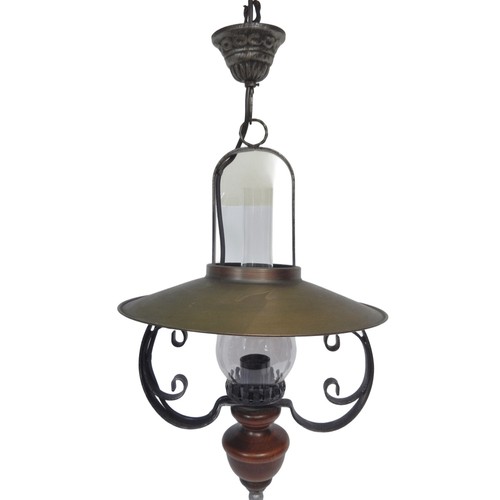 Lustre suspension bois metal - lustre,
