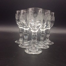 Service de six verres à liqueur en cristal soufflé gravé de Portieux modèle Emma