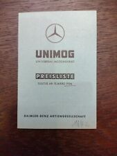 Original Daimler-Benz Unimog price list 03/1956