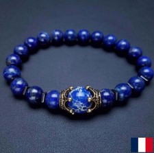 Bracelet "Couronne" en perle de lapiz lazuli 8mm