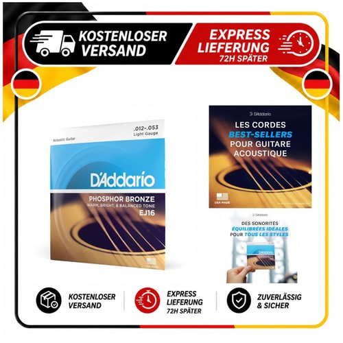 Addario ej16 cordes guitare - d'addario,