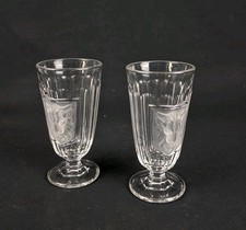 Pair absinthe glass crystal 19th century Aries head