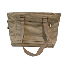 Hedgren Tan Nylon Travel Bag 2 Top Zip SectionFront Zip Pocket   RFID Protected