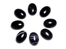 1pc - Cabochon Pierre semi précieuse - Agate noire Ovale 18x13mm - 8741140005464