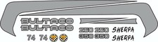 KIT ADHÉSIF STAR SAM® BULTACO SHERPA T 74, 250. 350 AUTOCOLLANTS EN ARGENT MÉ...