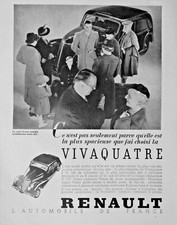 1937 RENAULT VIVAQUATRE L'AUTOMOBILE DE FRANCE PRESS ADVERTISEMENT CAR