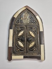 miroir ancien Avec Porte, Oriental Maroc. En Cuivre Sculpté à La Main