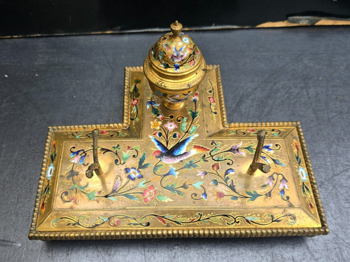 Grand encrier bronze email - bronze,