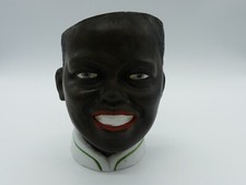GORGEOUS BLACK GERMAN PORCELAIN MEN'S HEAD TOBACCO POT
