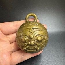 88g Ancient Chinese Handcrafted Brass  Exquisite Lion Head Bell sculpture 18