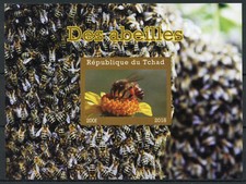 Chad 2018 MNH Bees 1v IMPF M/S Abeilles Insects Bee Stamps