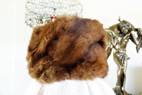 Vintage mink hat brown satin - hat,