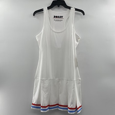 Boast Women's White Athletic Tennis Dress Pleated Skirt Shelf Bra L NWT* 224079