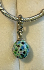 Pandora Speckled Beauty Blue Murano Glass Dangle Charm #791601 Authentic Retired
