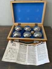 Vintage Chrome Bocce Ball Set Petanque Boules With Wood Carrying Case