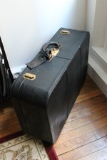 Hermès valise vintage en cuir noir grainé