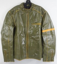 Men's Retro Faux Leather Moto Jacket Cafe Racer Biker Distressed Slim Fit XXL