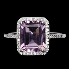 925 Bague en Argent Octogone Améthyste 10x8mm Gemmes Naturelles Bijoux Sz 8.5