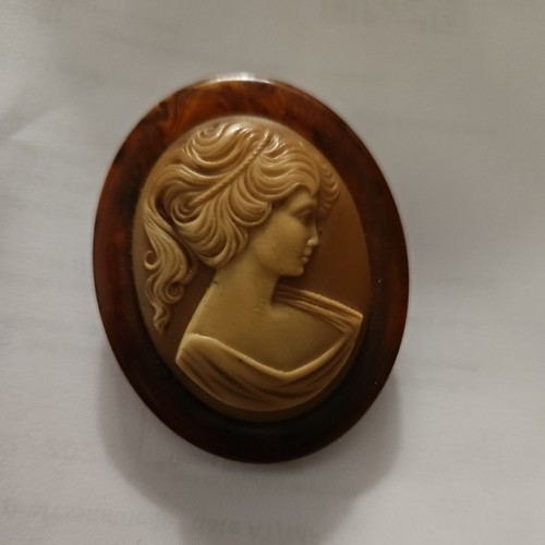 Broche camée plastique faux - plastique,