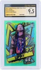 AJ Styles Signed 2021 Topps Chrome Slam Attax Refractor #2 #/50 CGC 9.5/10 Card