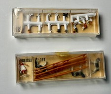 Preiser 157 & 168 Chickens Dairy Girl Cows Miniature Figures HO Germany Boxed
