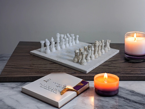 Jeu échecs luxe travertin - luxe,