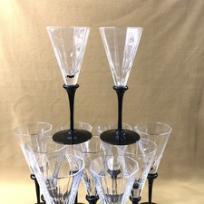 1 crystal wine glass PORTIEUX model BERGAMO black foot 20 cm table service