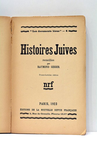 Geiger histoires juives paris - histoires,