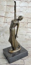 Femme En Bronze Art Déco SIGNÉE Chiparus De Qualité Muséale Sur Socle En Marbre
