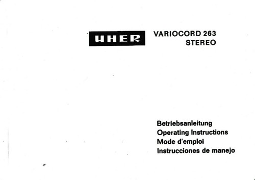 Manuel utilisation pour uher - manuel, d'utilisation