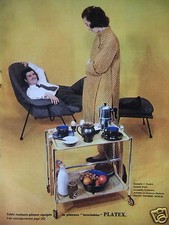 1956 ADVERTISING PLATEX FOLDING WHEEL TABLE EQUIPPED WITH TRAYS - ADVERTISING