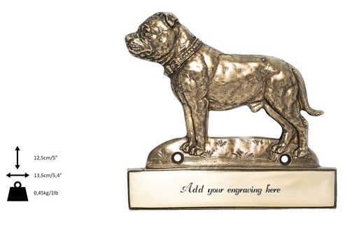 Staffy plaque laiton - de, avec