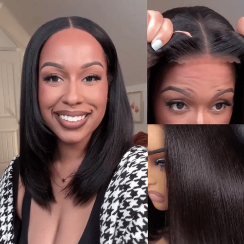 Straight bob wig human hair - straight,
