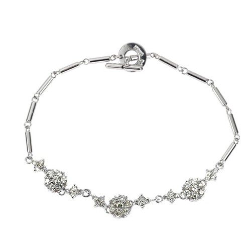 Bracelet diamant fleur k18wg - diamant,