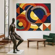 Tapis d'après Sonia Delaunay ? Composition géométrique, XXe siècle 200x260 cm