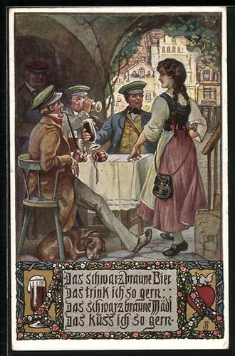 Carte postale bière brune - postale,,