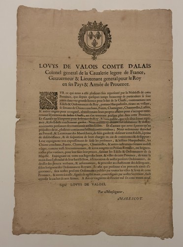 Placard 1639 louis valois - louis,