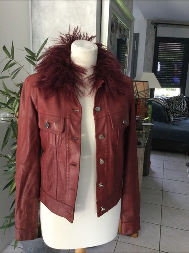 Blouson veste cuir rouge - blouson,