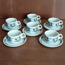Villeroy Et Boch, Tasses Et Soucoupes En Porcelaine, Clacquesin, Jaune, Bleu