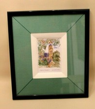 Reproduction watercolor painting of Mary - Pierrefonds church - beautiful frame