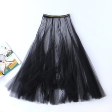 Ladies Lace Fishtail Skirt Tulle Mesh Organza Underskirt Petticoat Sheer Skirts
