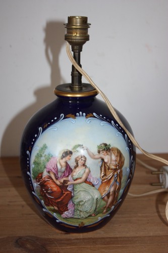 Pied lampe porcelaine - porcelaine, bleue