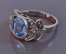 Ancienne bague argent topaze zirconium bague tank argent massif bijou Taille 54