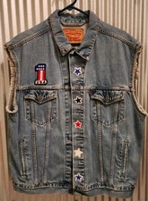 Custom Vintage Levi's Biker/Punk (Bettie Page) Denim Vest  - Size L