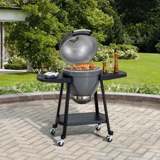 Sunjoy 20IN Egg-shaped Grill with Pizza Plate, Grey