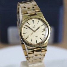 OMEGA Geneve 36mm Mechanical Date Vintage 1974 Gold P Bracelet Watch cal 1030