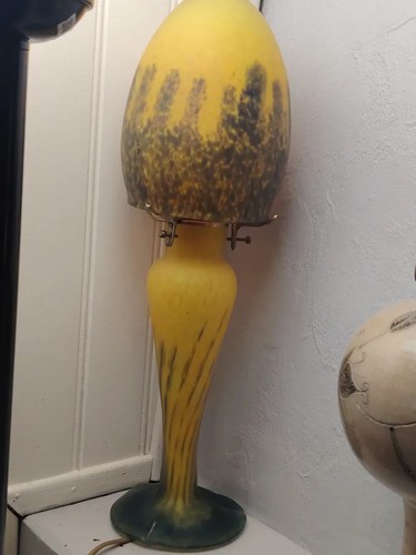Lampe verre mottled jaune - verre,