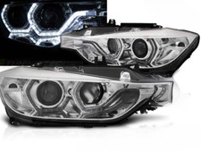 Paire de feux phares BMW serie 3 F30 / F31 11-15 angel eyes chrome led DRL